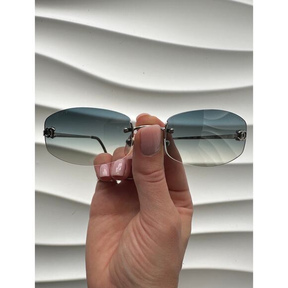 Chanel Blue Logo Rimless  Sunglasses - Picture 4 of 15